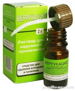 Фото препарата веррукацид от бородавок